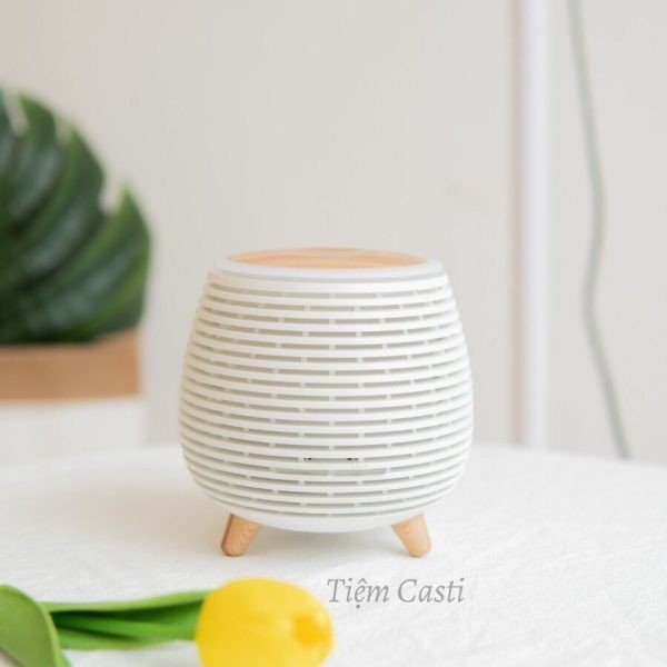 Máy xông tinh dầu Lồng đèn chân gỗ trắng